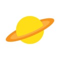 Saturn flat icon. Planet vector yellow icon on white background.