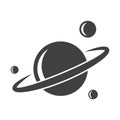 Saturn icon with satellites. Vector on a white background.