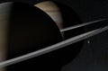 Saturn and Jupiter back view in the solar system - 3d illustration, closeup view Royalty Free Stock Photo