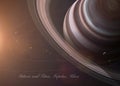 The Saturn with moons from space showing all they Royalty Free Stock Photo