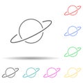 saturn multi color style icon. Simple thin line, outline vector of Scientifics study icons for ui and ux, website or mobile Royalty Free Stock Photo