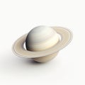 Saturn In Muted Tones: A Three-dimensional Space On White Background