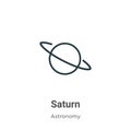 Saturn outline vector icon. Thin line black saturn icon, flat vector simple element illustration from editable astronomy concept Royalty Free Stock Photo