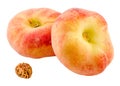 Saturn peaches, also known as Donut (Doughnut) peaches Royalty Free Stock Photo