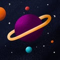 Saturn planet illustration with the outer space background. Royalty Free Stock Photo