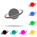 Saturn planet multi color style icon. Simple thin line, outline vector of web icons for ui and ux, website or mobile application Royalty Free Stock Photo