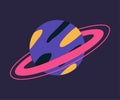 Saturn Planet with Ring as Space Adventure and Exploring Galaxy Vector Illustration