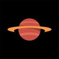 Saturn planet with rings flat style vector illustration. Space icon for kids. Royalty Free Stock Photo