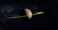 Saturn planet with rings in outer space among stars Royalty Free Stock Photo