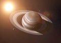 Saturn's rings are shining with sunlight. Elements