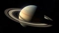 Saturn in the Solar System with its rings and moons. Generative ai