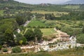 SATURNIA, TUSCANY, ITALY - JUNE 15, 2019: View of Saturnia thermal spa, Cascate del mulino ie Mill Waterfalls area