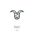 Satyr icon. Thin linear satyr outline icon isolated on white background from user collection. Line vector sign, symbol for web and