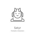 satyr icon vector from fantastic characters collection. Thin line satyr outline icon vector illustration. Outline, thin line satyr