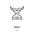 Satyr outline vector icon. Thin line black satyr icon, flat vector simple element illustration from editable user concept isolated