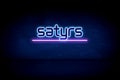 Satyrs - blue neon announcement signboard Royalty Free Stock Photo