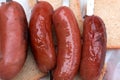 Saucages on the grill in natural conditions . Royalty Free Stock Photo