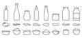 Sauce for bbq outline vector set icon.Vector illustration icon ketchup and dip. Isolated illustration set bottle and