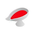 Sauce boat with red sauce isometric 3d icon