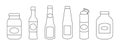 Sauce of bottle vector illustration isolated on white background .Outline set icon sauce for bbq . Bottle seasoning outline set Royalty Free Stock Photo