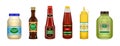 Sauce of bottle vector illustration isolated on white background .Realistic set icon sauce for bbq . Bottle seasoning Royalty Free Stock Photo