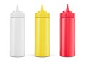 Sauce bottles - Mayonnaise Ketchup Mustard Ketchup squeeze bottle on white background