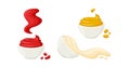 Sauce bowl vector icon. Ketchup, mayonnaise, mustard. Food illustration