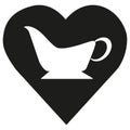 Sauce container icon. Heart shaped figure. Kitchen pouring object. Vector food ware concept. Royalty Free Stock Photo