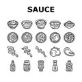 sauce ketchup food mayonnaise icons set vector Royalty Free Stock Photo