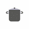 Saucepan flat design style vector cartoon. Kitchenware theme clip art on white background. Cooking pan preparing handle metal pan