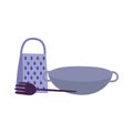 Saucepan grater spatula cooking isolated icon design