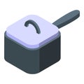 Saucepan icon isometric vector. Metal bakery