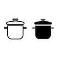 Saucepan line and glyph icon. Pot vector illustration isolated on white. Cooking pan outline style design, designed for Royalty Free Stock Photo