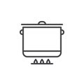 Saucepan, pot line icon, outline vector sign Royalty Free Stock Photo