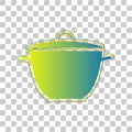 Saucepan simple sign. Blue to green gradient Icon with Four Roughen Contours on stylish transparent Background. Illustration