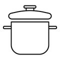 Saucepan thin line icon. Pot vector illustration isolated on white. Cooking pan outline style design, designed for web Royalty Free Stock Photo