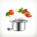 Saucepan with vegetables illustration