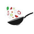 Saucepan with Vegetables on White Background. Cookware Royalty Free Stock Photo