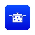 Saucepan with white dots icon digital blue Royalty Free Stock Photo