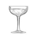 Hand drawn champagne glass sketch. Full sparkling wine glass Royalty Free Stock Photo