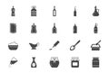 Sauces flat icons. Vector illustration include icon - jug, cup, vinegar, mayonnaise, ketchup, sour cream, cheese sauce