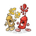 Sauces, mustard and ketchup. Funnny cartoon character. Vector isolated background