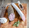 Saucisson and spanish salami Royalty Free Stock Photo