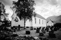 Sauda church in black and white Royalty Free Stock Photo
