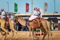 Saudi Arab Camel riders with their camel on traditional desert safari festival in abqaiq Saudi Arabia. 10-Jan-2020 Royalty Free Stock Photo
