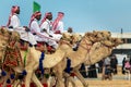 Saudi Arab Camel riders with their camels on traditional desert safari festival in abqaiq Saudi Arabia. 10-Jan-2020 Royalty Free Stock Photo