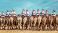 Saudi Arab Camel riders with their camels on traditional desert safari festival in abqaiq Saudi Arabia. 10-Jan-2020 Royalty Free Stock Photo