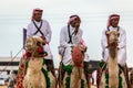 Saudi Arab Camel riders with their camels on traditional desert safari festival in abqaiq Saudi Arabia. 10-Jan-2020 Royalty Free Stock Photo