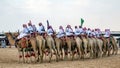 Saudi Arab Camel riders on traditional desert - safari festival in abqaiq Saudi Arabia. 10-Jan-2020 Royalty Free Stock Photo