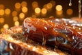 Saudi Arab Dates toast, macro shot of a fresh breakfast with Dripping Honey, AI Generated Royalty Free Stock Photo